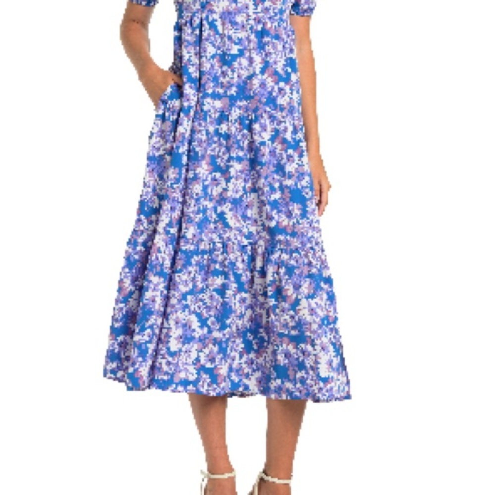 Astr Blue Floral Midi Dress